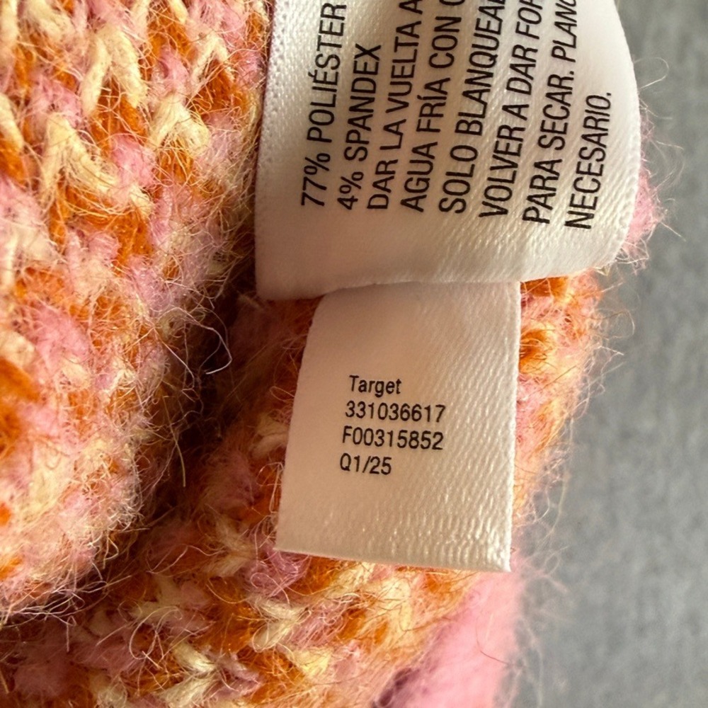 Wild Fable Plaid Full Zip Cardigan Sweater Y2K Medium Pink Excellent Cropped - Picture 7 of 10